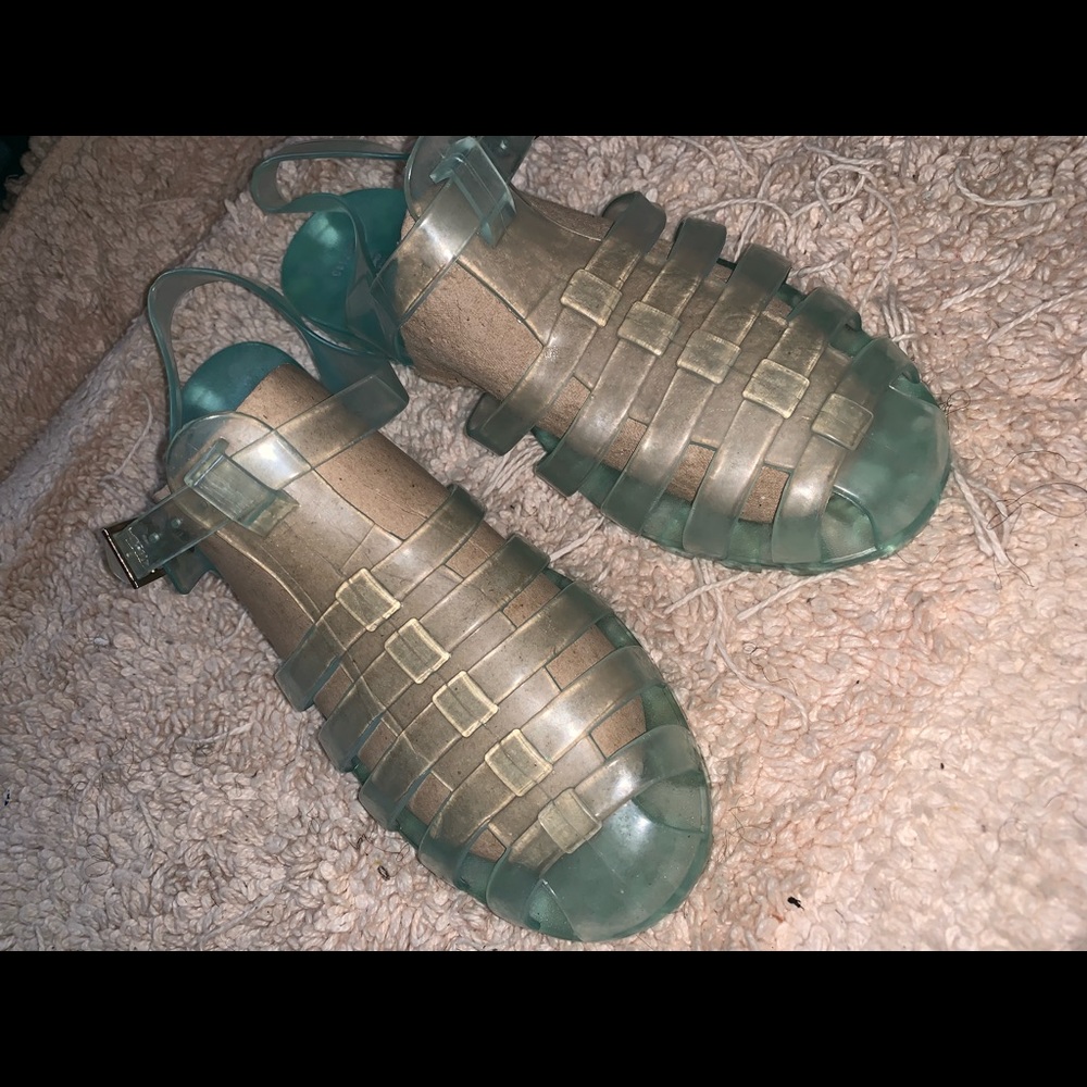 Mint green jelly sandals